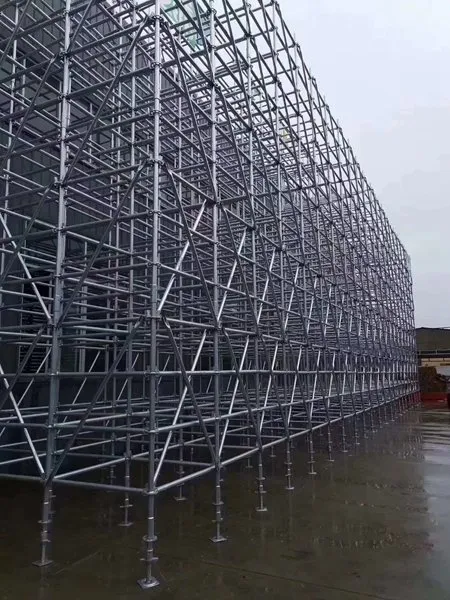Ringlock shoring block erected on a freshly poured slab