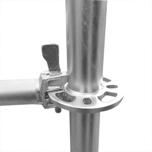 Ringlock ledger end locked into a rosette with a wedge pin