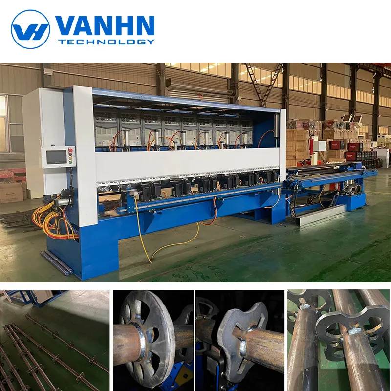 Standards welding machine running in the workshop, with welded rosette samples